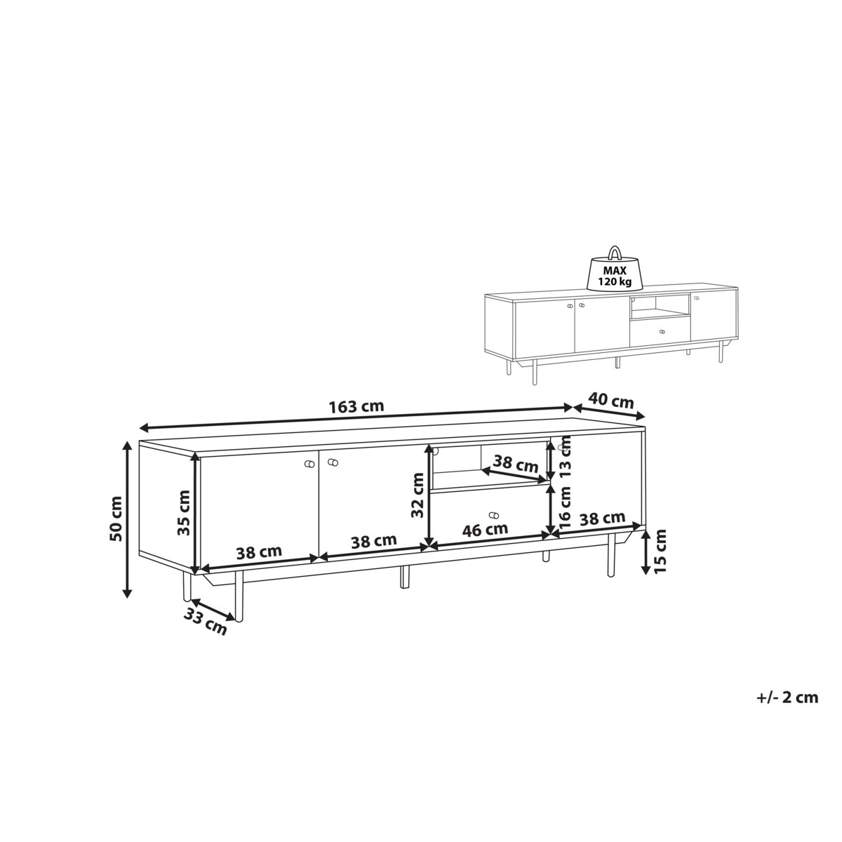 Szafka RTV jasne drewno z białym ITACA