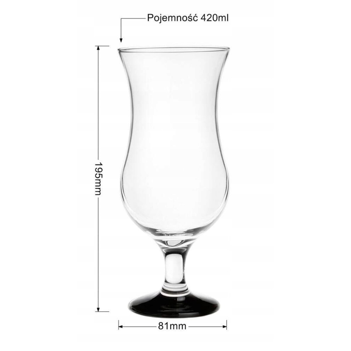 Czarny Kieliszek Koktajlowy 420 ml do Drinka Piwa Elegancki Nowoczesny