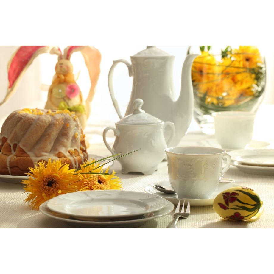 Garnitur do kawy dla 6 osób 18 el. Rococo Maria białe 0001