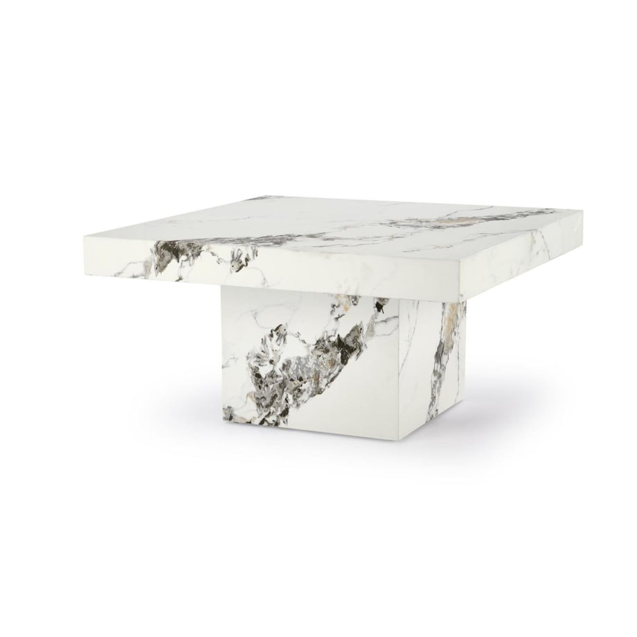 STOLIK KAWOWY Liton CZARNY MARMUR 80/80/41 cm MDF i metal