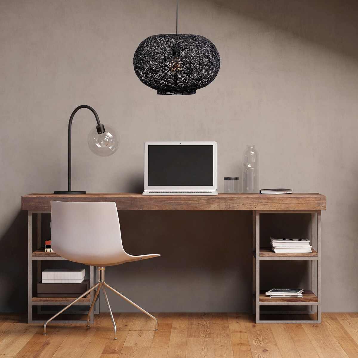 Lampa wisząca pleciona czarna APP1321-1CP