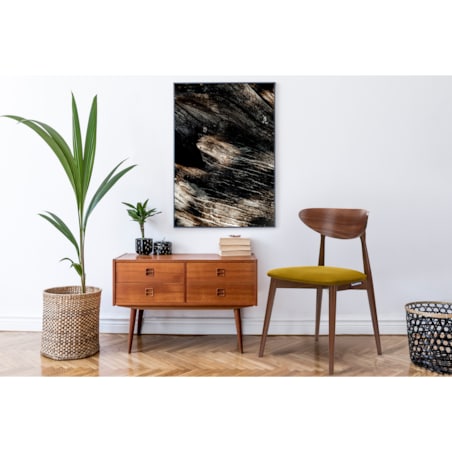 KONSIMO RABI drewniane krzesło orzech żółty welur