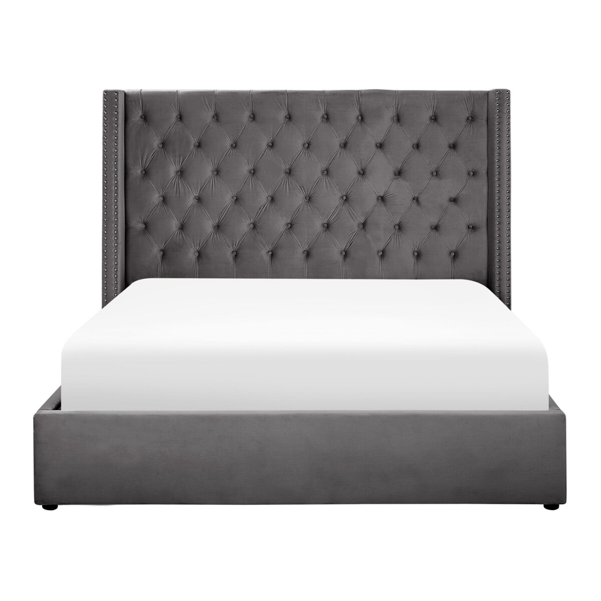 Łóżko z pojemnikiem Welur LUBBON 160 x 200 cm Szary