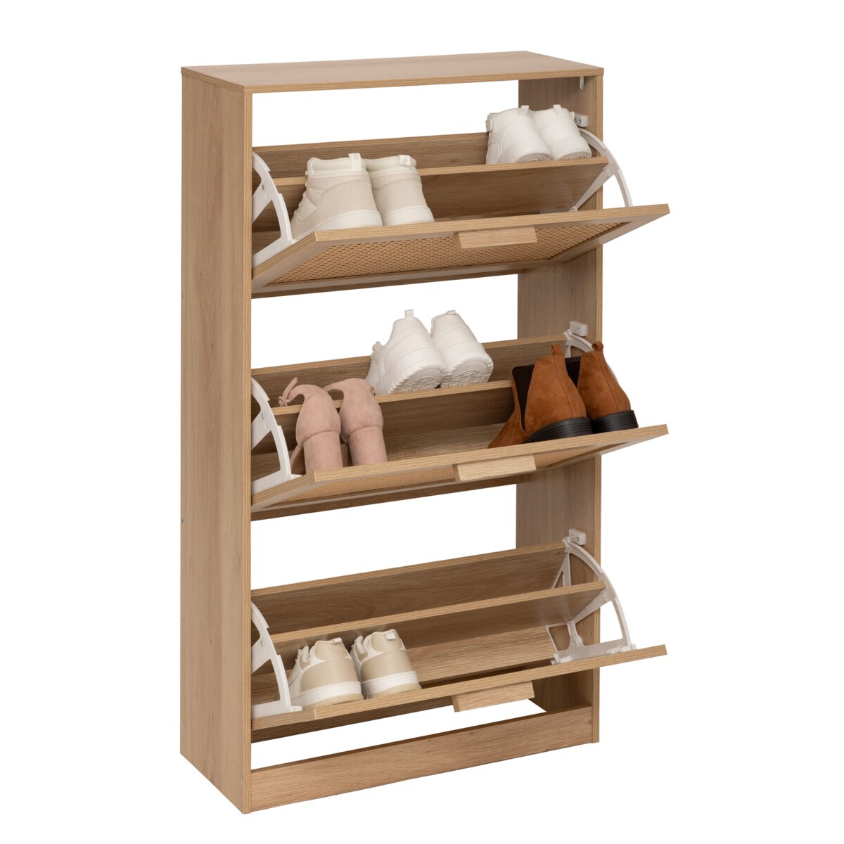 Szafka na buty wąska wysoka CANE, plecionka wiedeńska, 60 x 24 x 113 cm