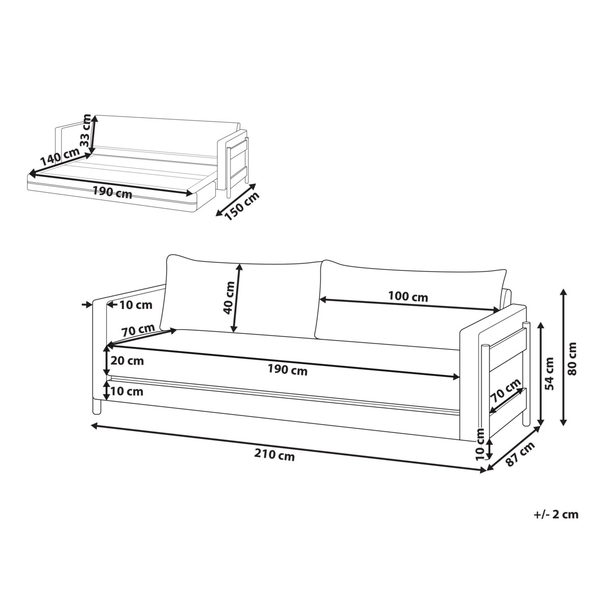 Sofa rozkładana boucle biała ORSA