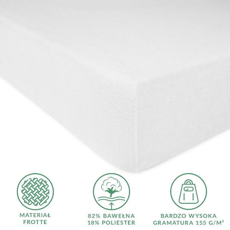 Prześcieradło z bawełny frotte z gumką 140x200 kolor biały