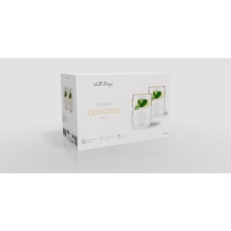 Komplet 2 szklanki 450 ml ze złotym rantem Geo Gold 32095