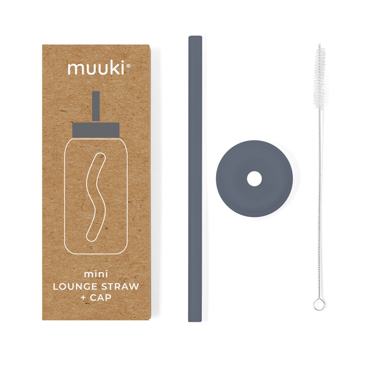 MUUKI MINI słomka do butelki 500 ml, Smoke Grey