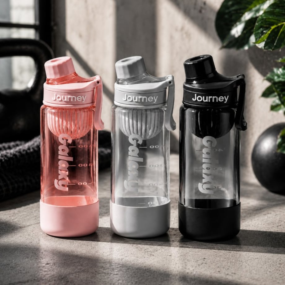 Butelka na wodę z uchwytem, sportowy bidon z miarką 800ML GALAXY szary BD71SZ