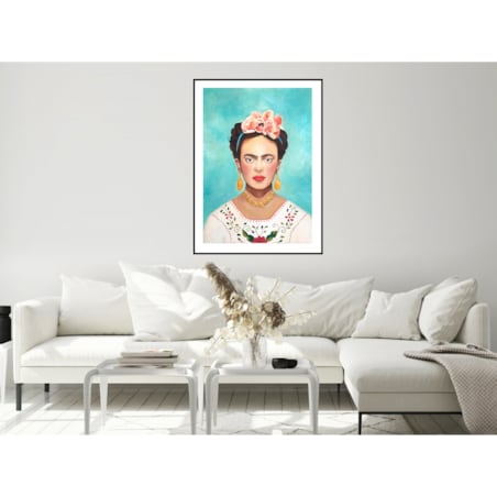 Poster Story, Plakat, Obraz - Frida Kahlo na Niebieskim Tle, wymiary 60 x 84 cm