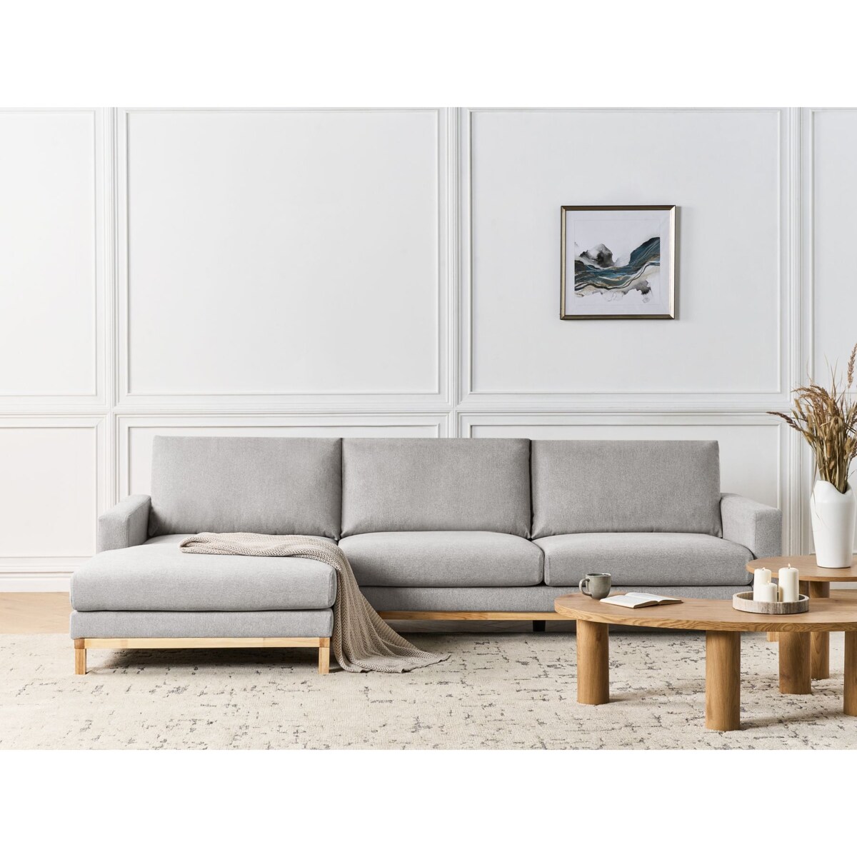 Sofa narożna prawostronna SIGGARD Szary Tkanina