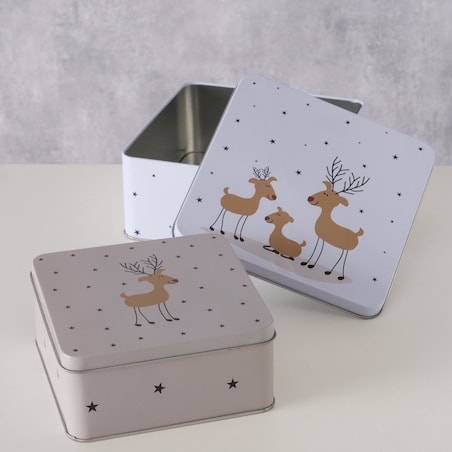 Puszka metalowa 2 szt. na ciasteczka PISZKOTKI 2000 ml