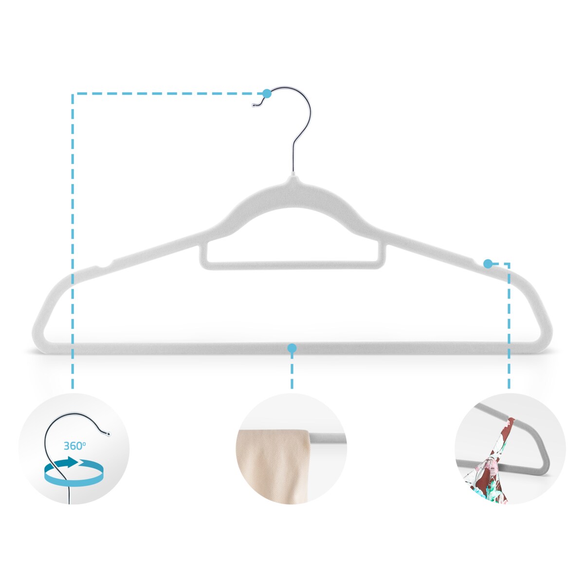 Wieszaki na ubrania welurowe do szafy zestaw 20szt. Massido