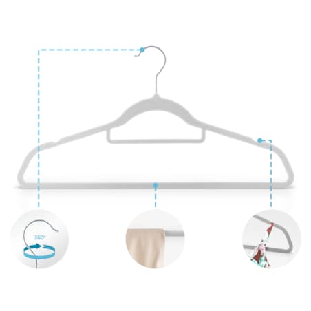 Wieszaki na ubrania welurowe do szafy zestaw 20szt. Massido