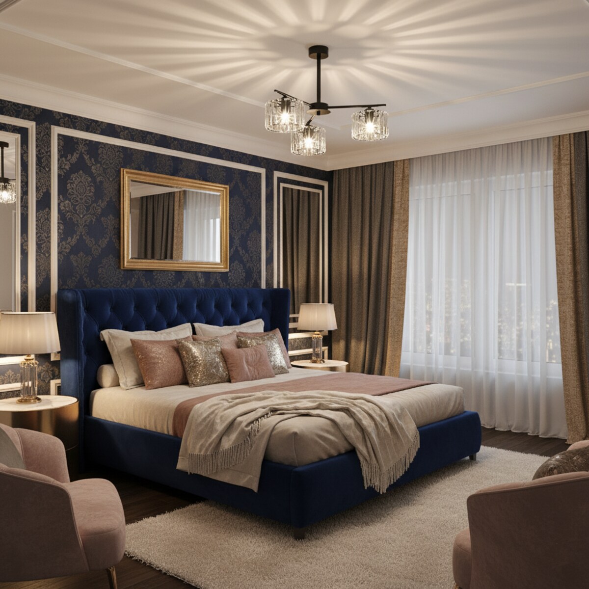 lampa sufitowa wisząca 3 punktowa edylit glamour do salonu