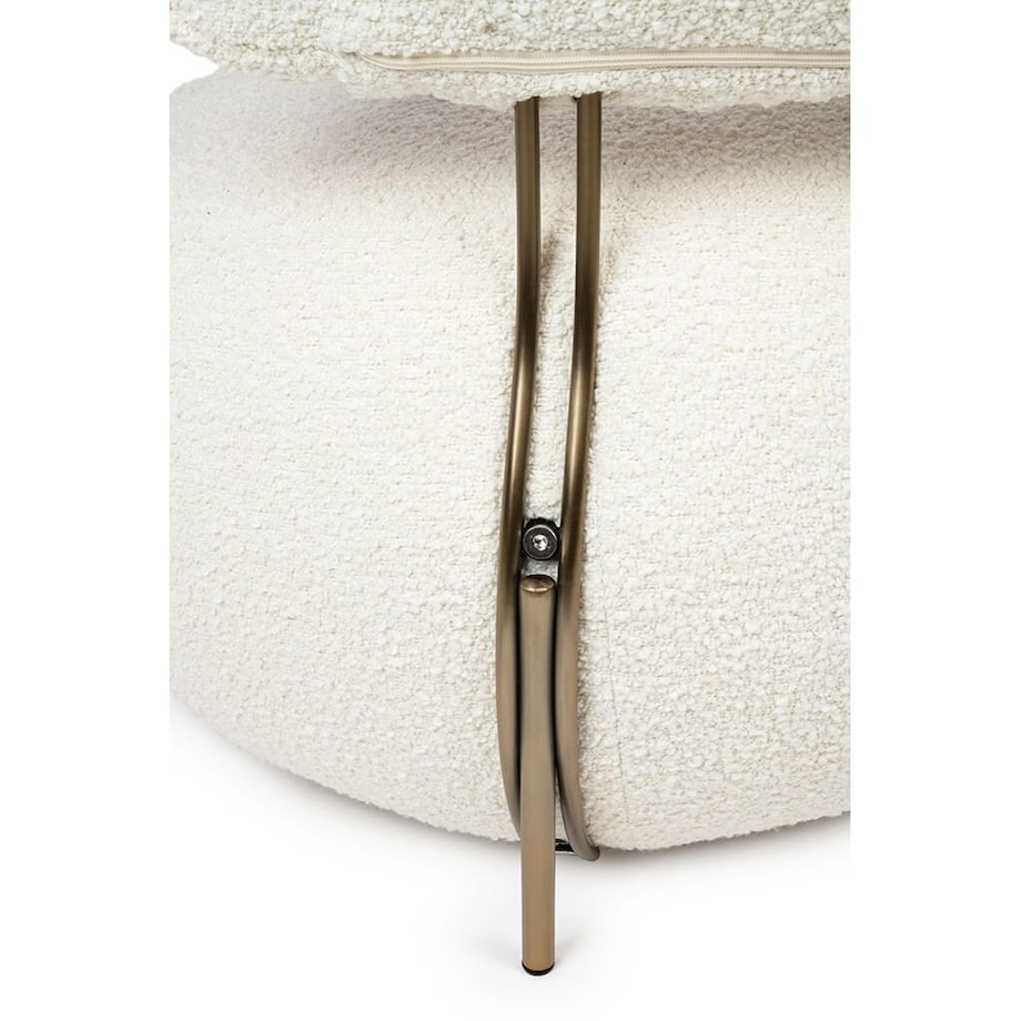 Biały fotel wypoczynkowy KH1301100130 Low Teddy okrągły do salonu, King Home