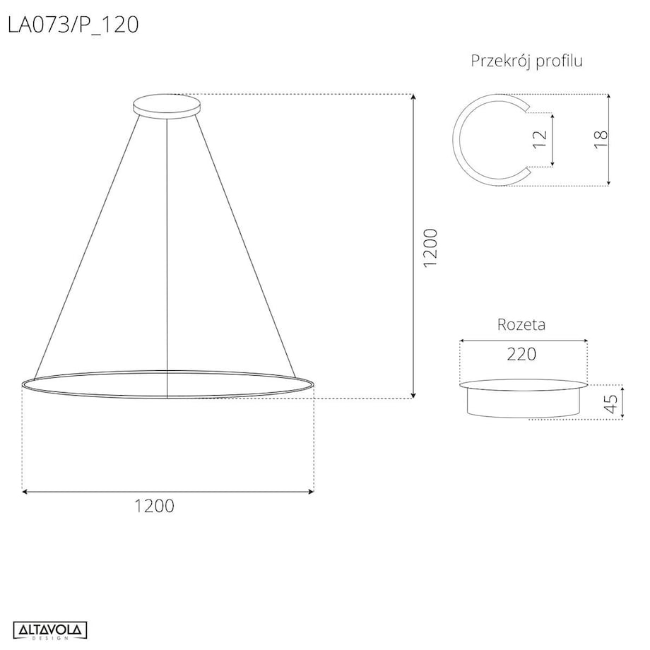 Lampa wisząca Ledowe Okręgi No.1 120cm 3k srebrna