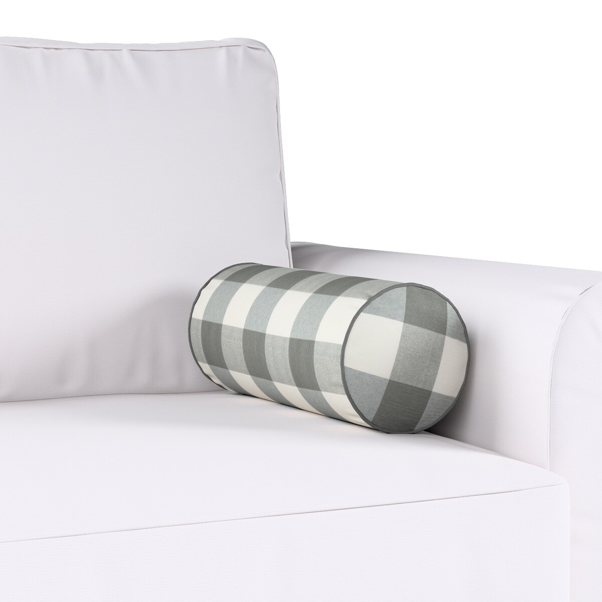Poduszka wałek prosty, szaro-biała krata (5,5x5,5cm), Ø16 x 40 cm, Quadro