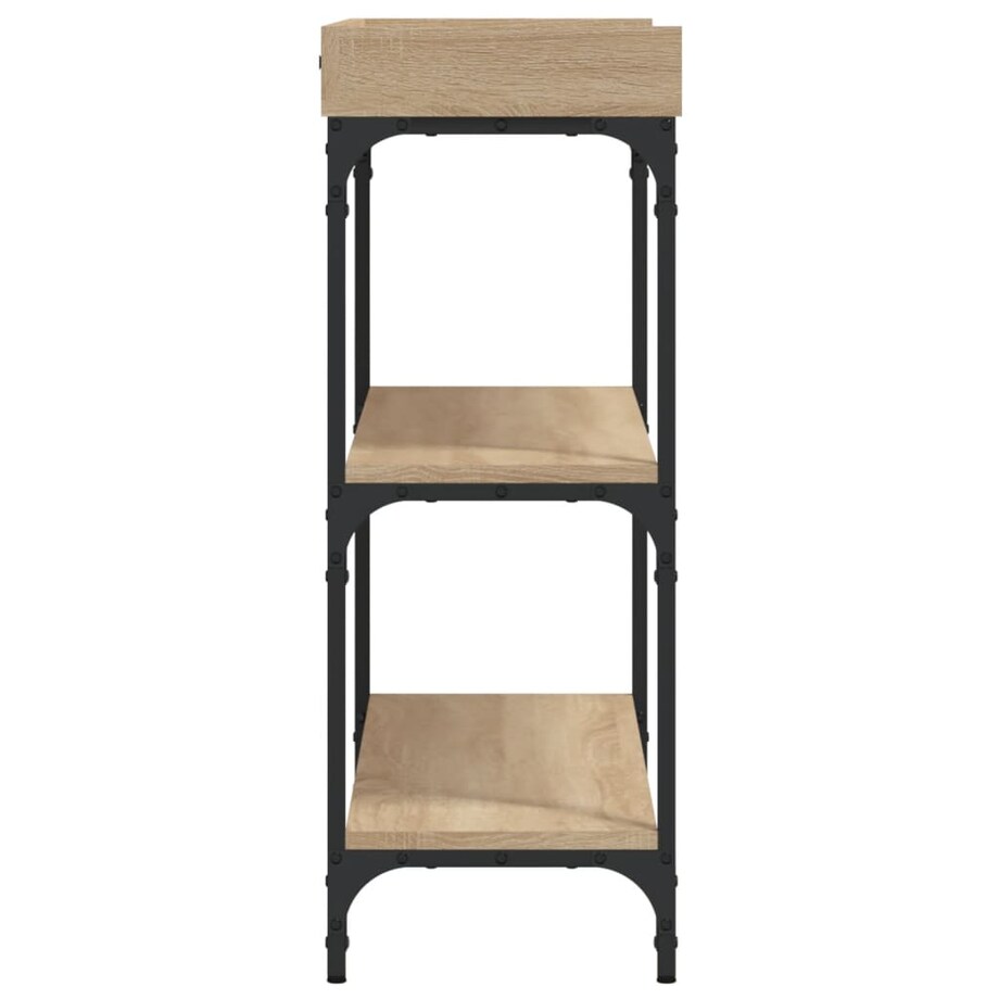 vidaXL Stolik konsolowy z półkami, dąb sonoma, 100x30x80 cm