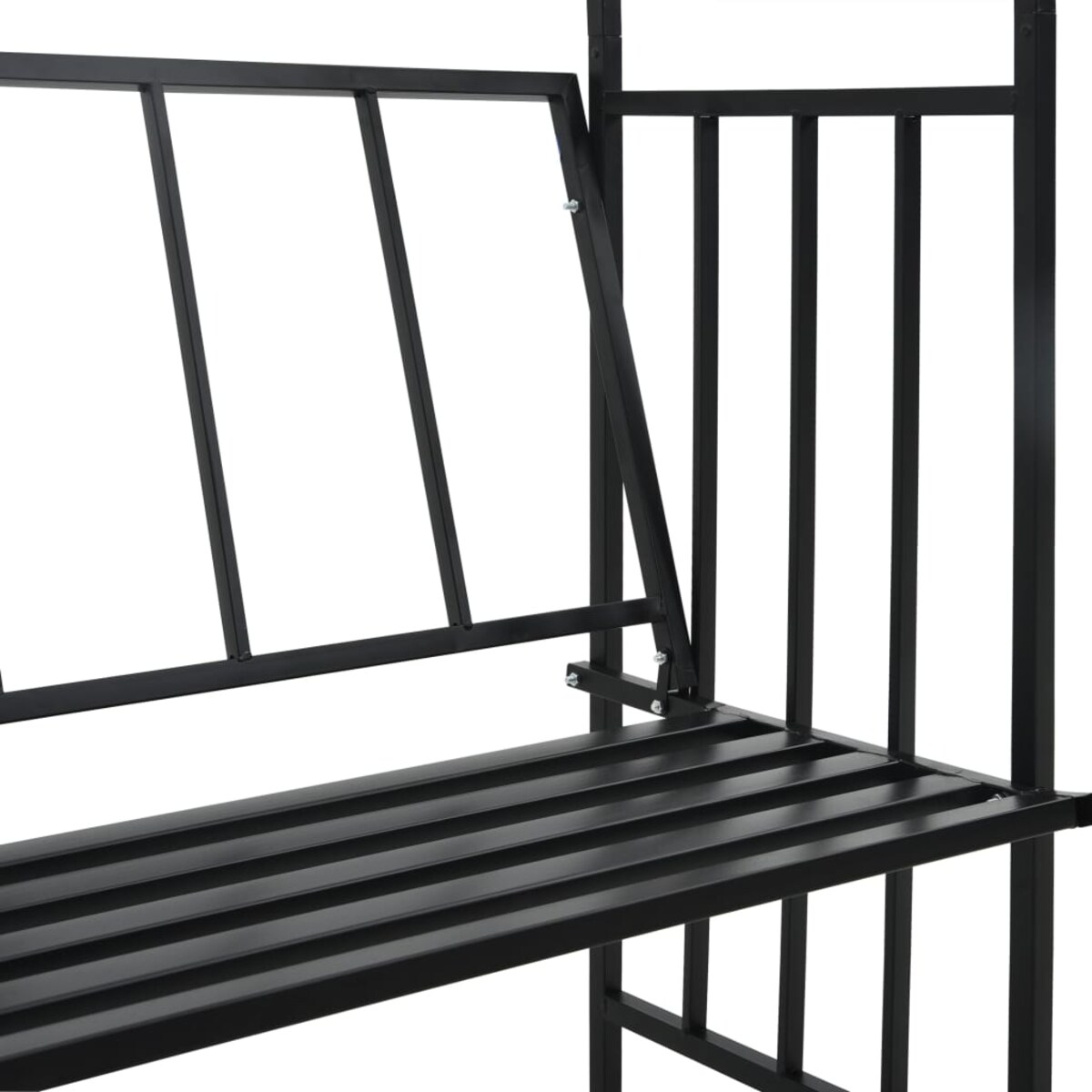 vidaXL Pergola ogrodowa z ławką, czarna, 128x50x207 cm, żelazna