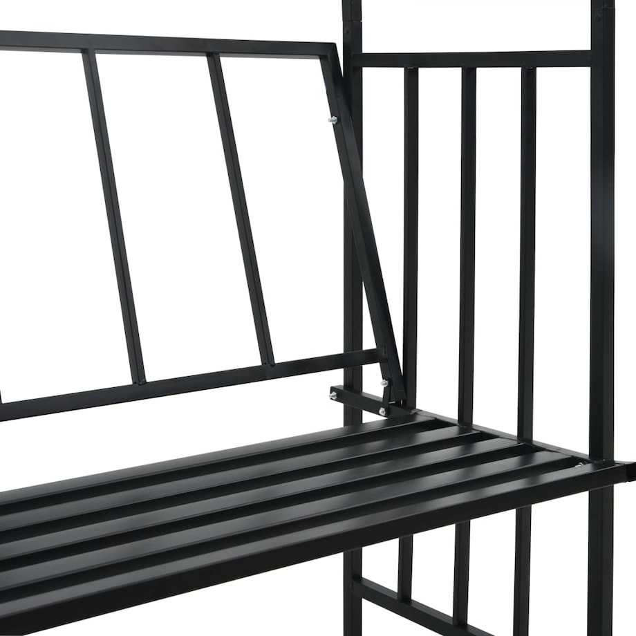 vidaXL Pergola ogrodowa z ławką, czarna, 128x50x207 cm, żelazna