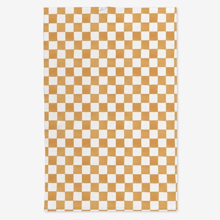 Lniany ręcznik kuchenny - pomarańczowa krata