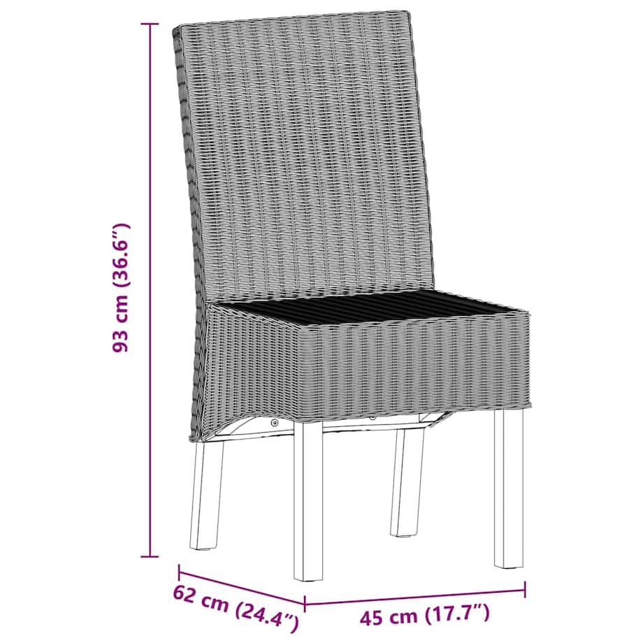 vidaXL Krzesła stołowe, 2 szt., brązowe, naturalny rattan