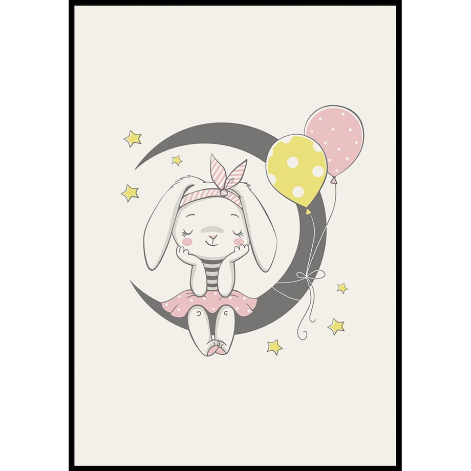 plakat króliczek z balonami 21x30 cm