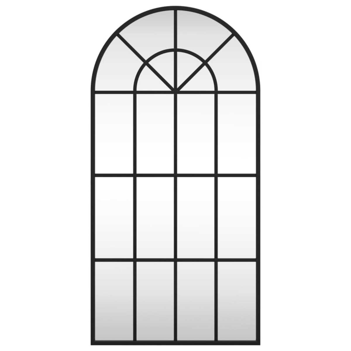 vidaXL Lustro ścienne, czarne, 40x80 cm, zakończone łukiem, żelazo