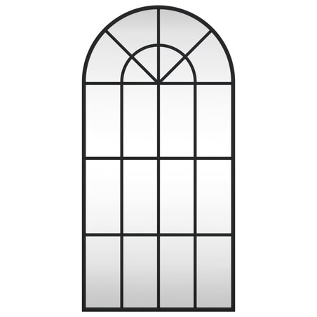 vidaXL Lustro ścienne, czarne, 40x80 cm, zakończone łukiem, żelazo