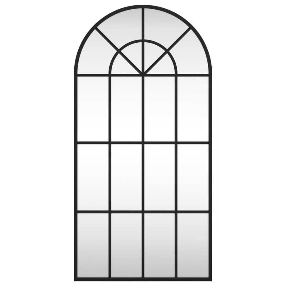 vidaXL Lustro ścienne, czarne, 40x80 cm, zakończone łukiem, żelazo