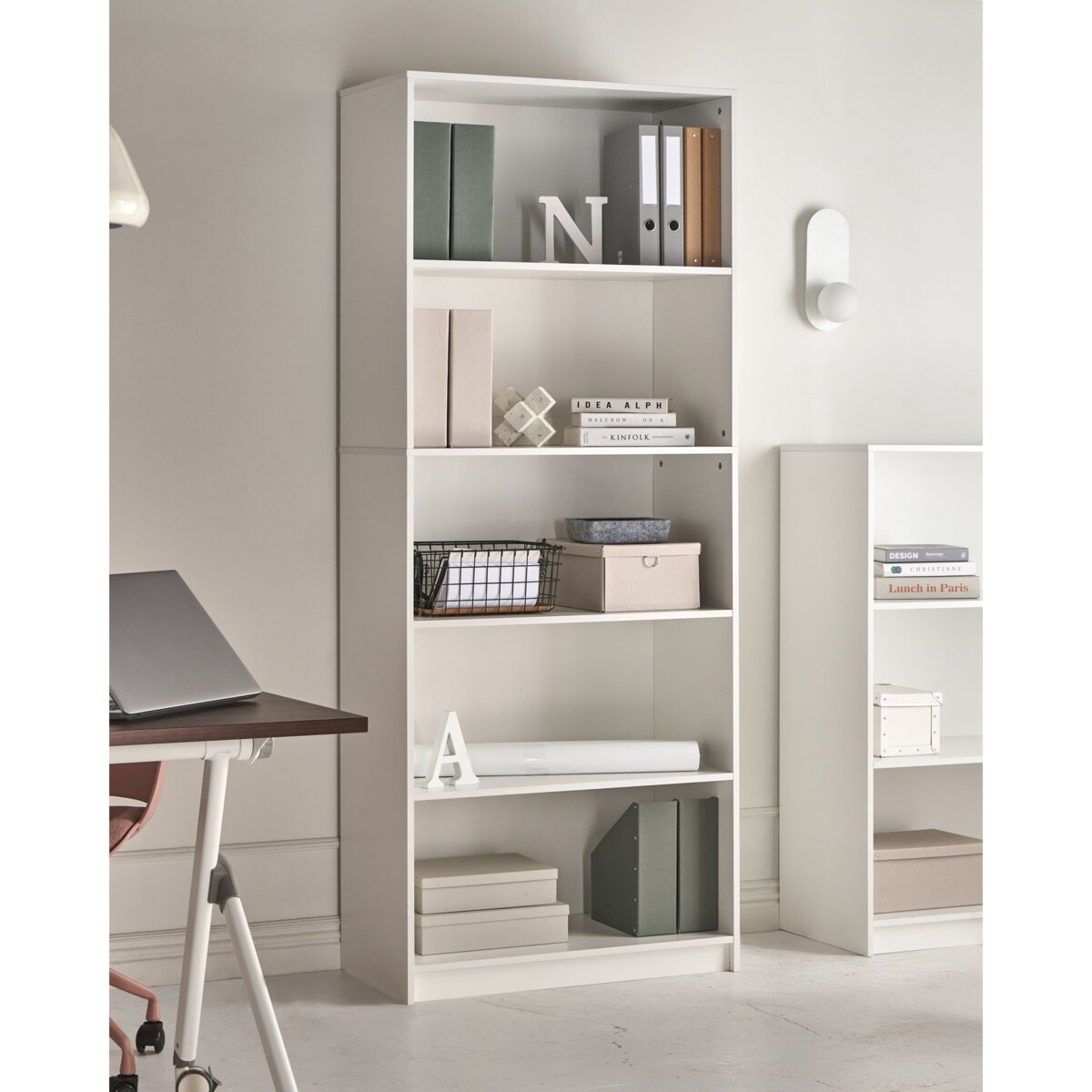 Regał na książki 5 półek ZEHNA 195 cm Biały