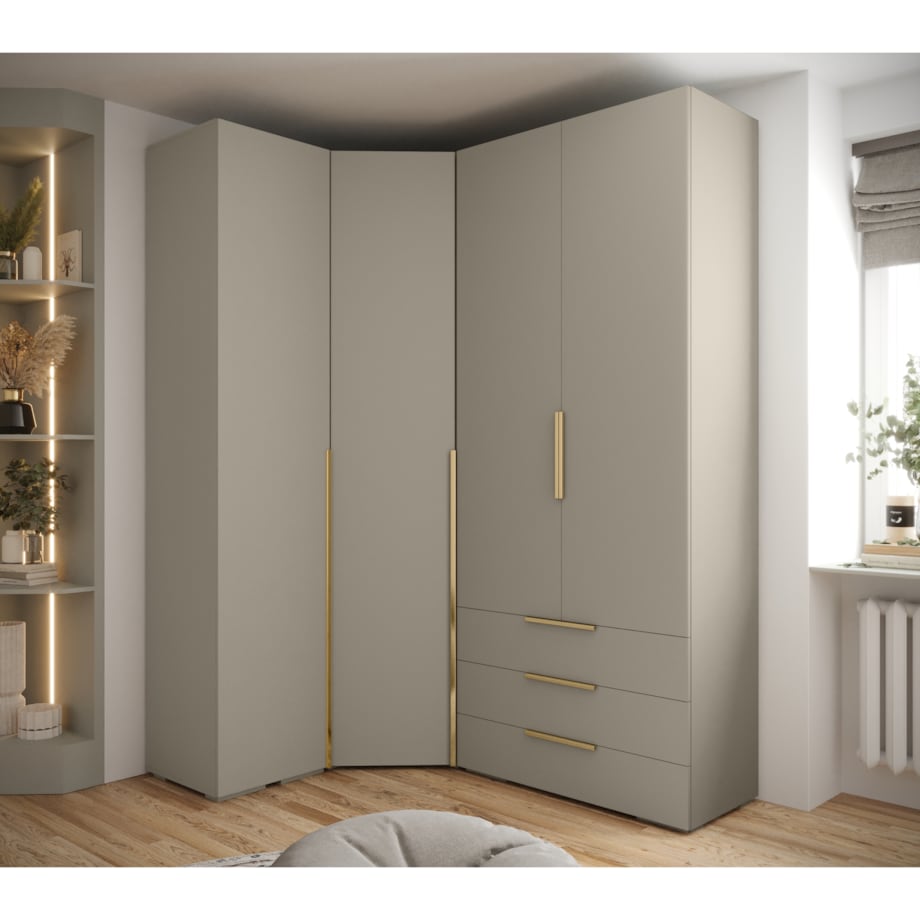 Garderoba wysoka do przedpokoju INOVA 1 Z6 kaszmir+złoty