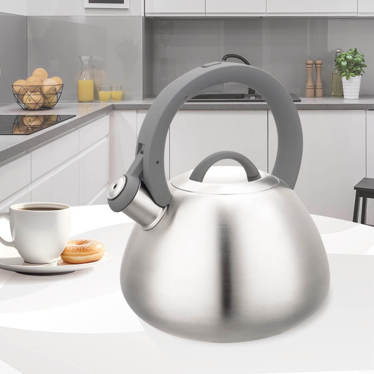 Czajnik stalowy z gwizdkiem na gaz indukcję 2.8L srebrny MAESTRO MR-1312