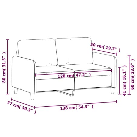 vidaXL Sofa 2-osobowa, czarna, 120 cm, tapicerowana aksamitem