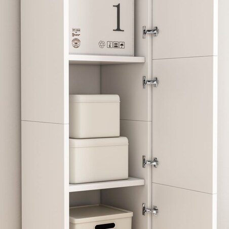 Regał Szafka Biała Nowoczesna Stojąca Słupek Wysoki Loft 3 Drzwi 170 Cm