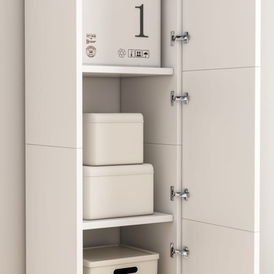 Regał Szafka Biała Nowoczesna Stojąca Słupek Wysoki Loft 3 Drzwi 170 Cm