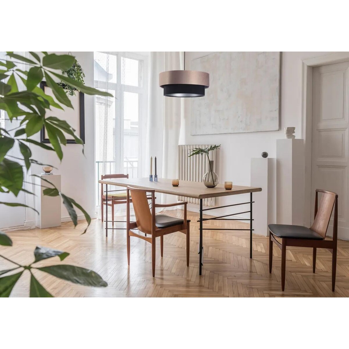 Lampa wisząca DOUBLE 50 czarna/beżowa