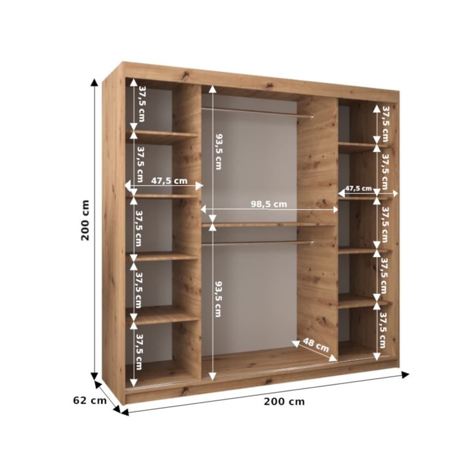 Szafa przesuwna Garderoba MARMUR T2 200 gł. 62 biały