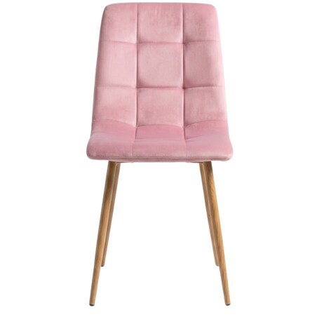 Krzesło tapicerowane do salonu welurowe pikowane różowe