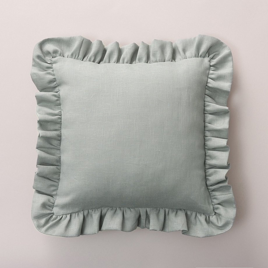 Poszewka Paula z falbaną 45x45 jasny szary