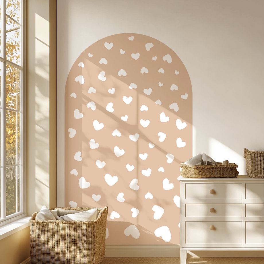Naklejka na ścianę łuk beżowy - serca L