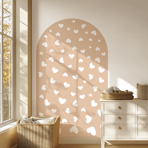 Naklejka na ścianę łuk beżowy - serca L