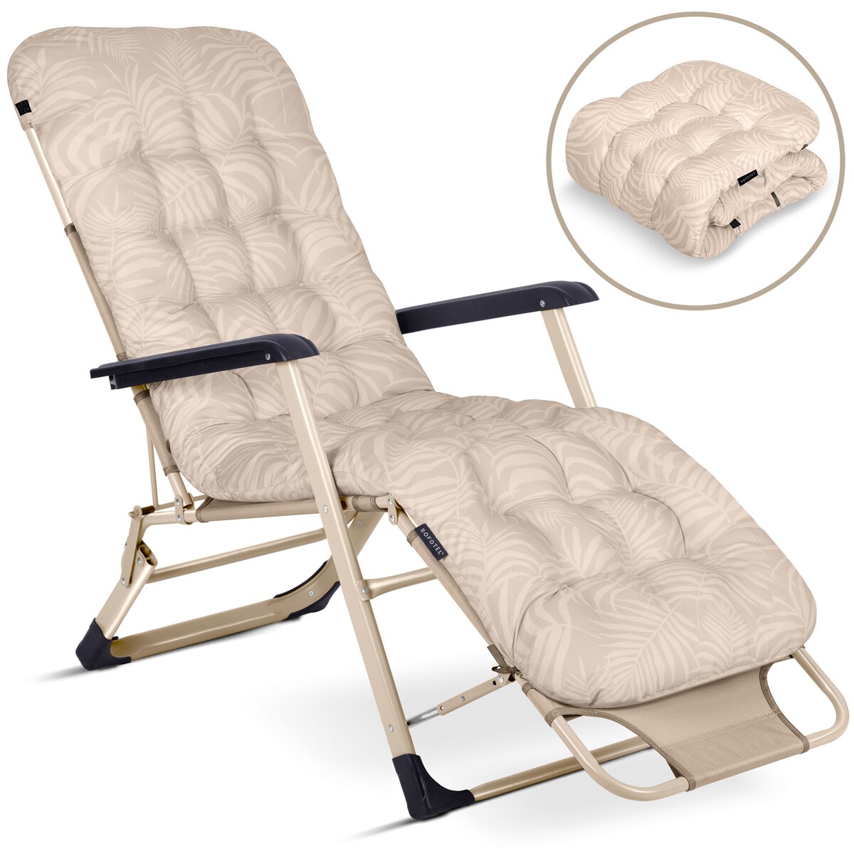 Leżak ogrodowy grawitacyjny z poduszką Sofotel składany fotel na taras balkon 2 szt.