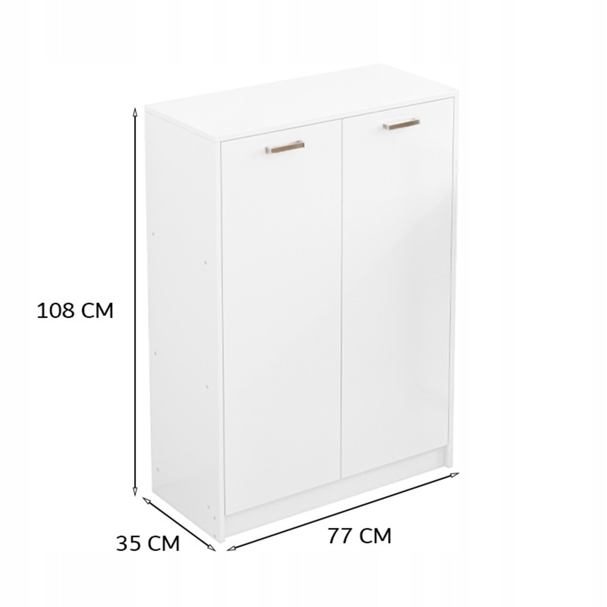 Regał biurowy 2-drzwiowy z półkami słupek szafka stojąca biały loft 108 cm