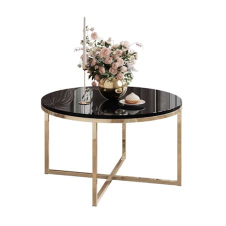 Okrągły stolik kawowy CIRI-X złoty chrom czarny połysk
