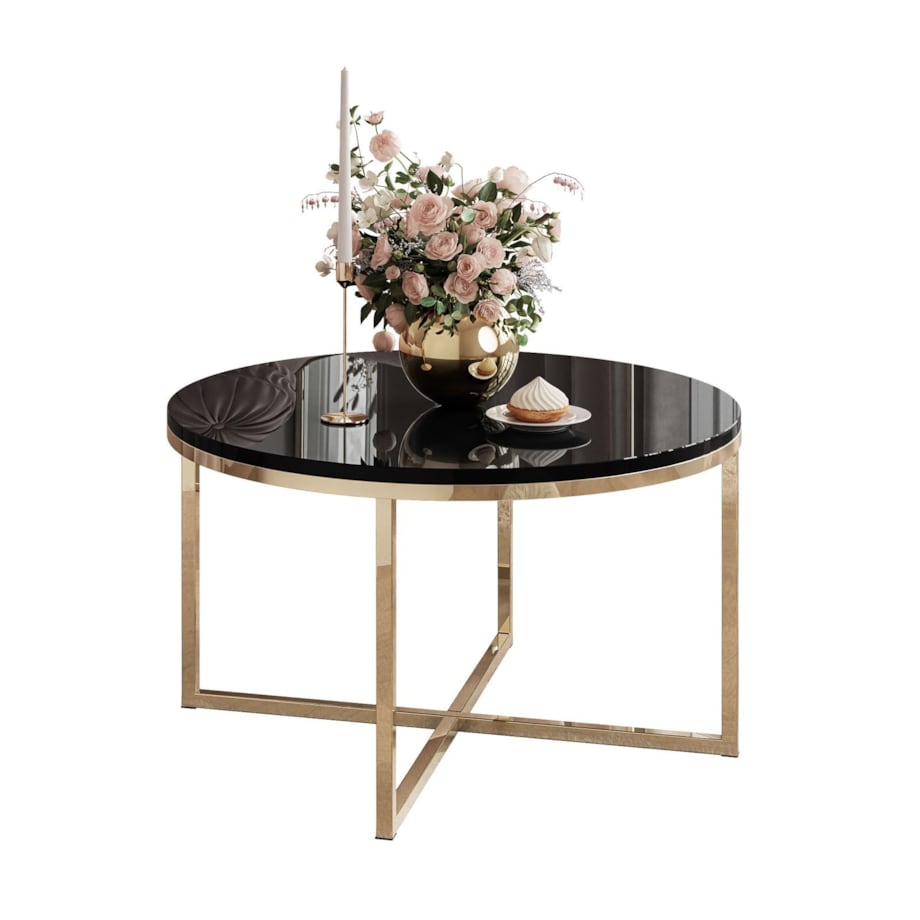 Okrągły stolik kawowy CIRI-X złoty chrom czarny połysk