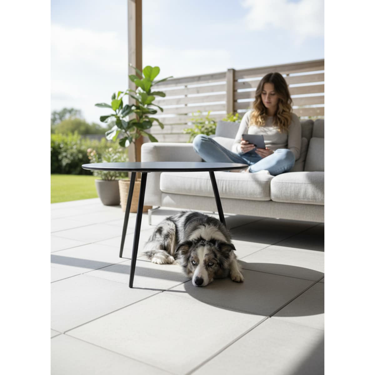 Stolik Kawowy Ogrodowy VIBE 60 Cm Stalowy 3 Nogi Szary