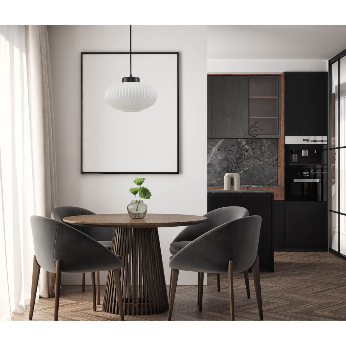 Szklana lampa wisząca Groste PND-52376-1-BK Italux czarny biały