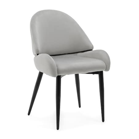 Krzesło tapicerowane welurowe do salonu BERGAMO jasnoszare